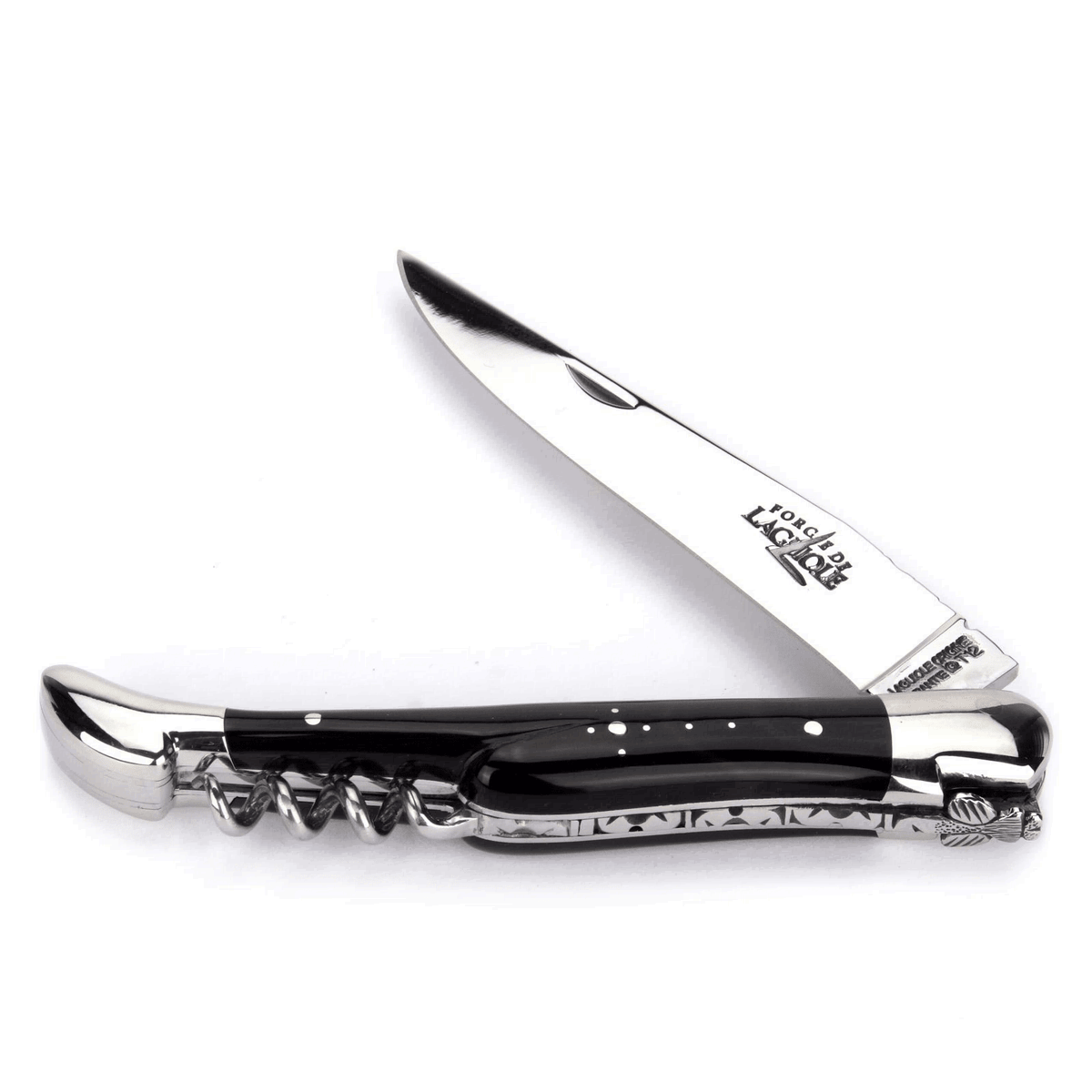 Laguiole Taschenmesser mit Korkenzieher Horn schwarze Inox 12 cm
