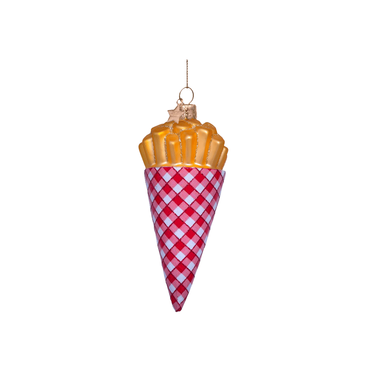 Vondels Pommestüte mit Mayo Baumschmuck Glas