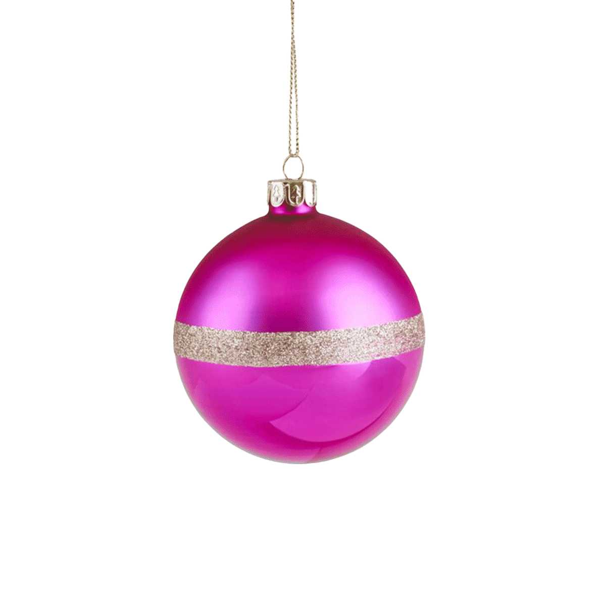 GIFTCOMPANY Baumschmuck Kugel Pink matt/glänzend Glitzerstreifen 8cm