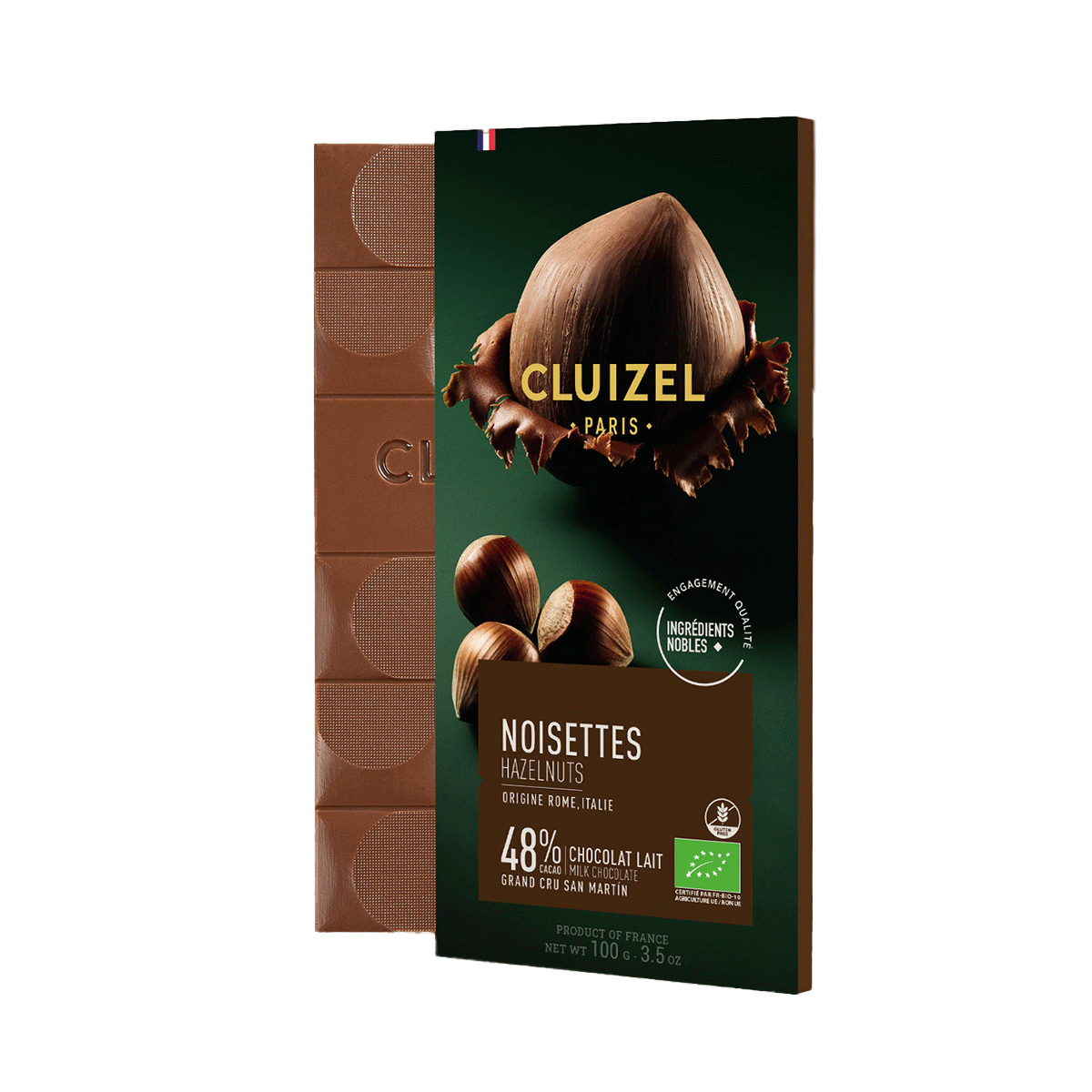 Michel Cluizel Bio-Vollmilchschokolade San Martin Lait Noisette 48% mit Haselnuss  100g