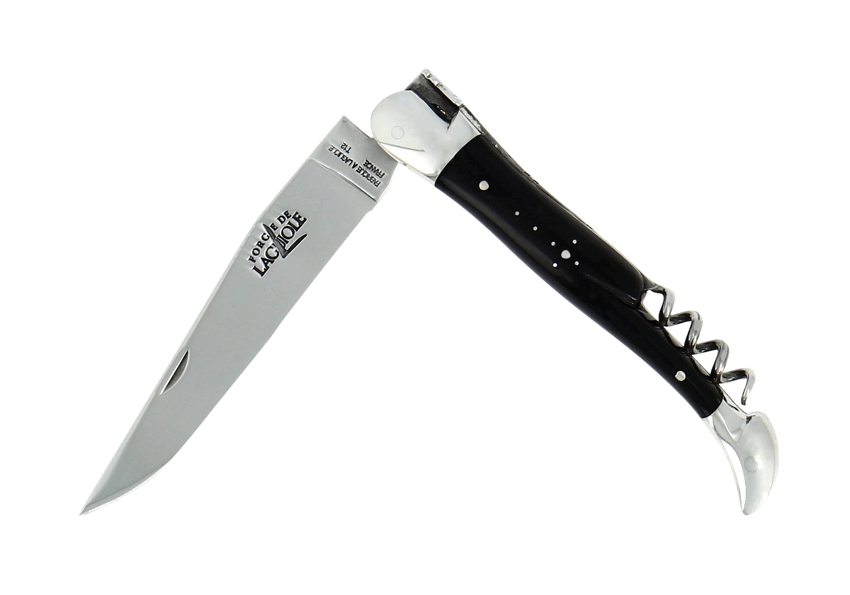 LAGUIOLE Taschenmesser mit Korkenzieher Horn schwarze Inox