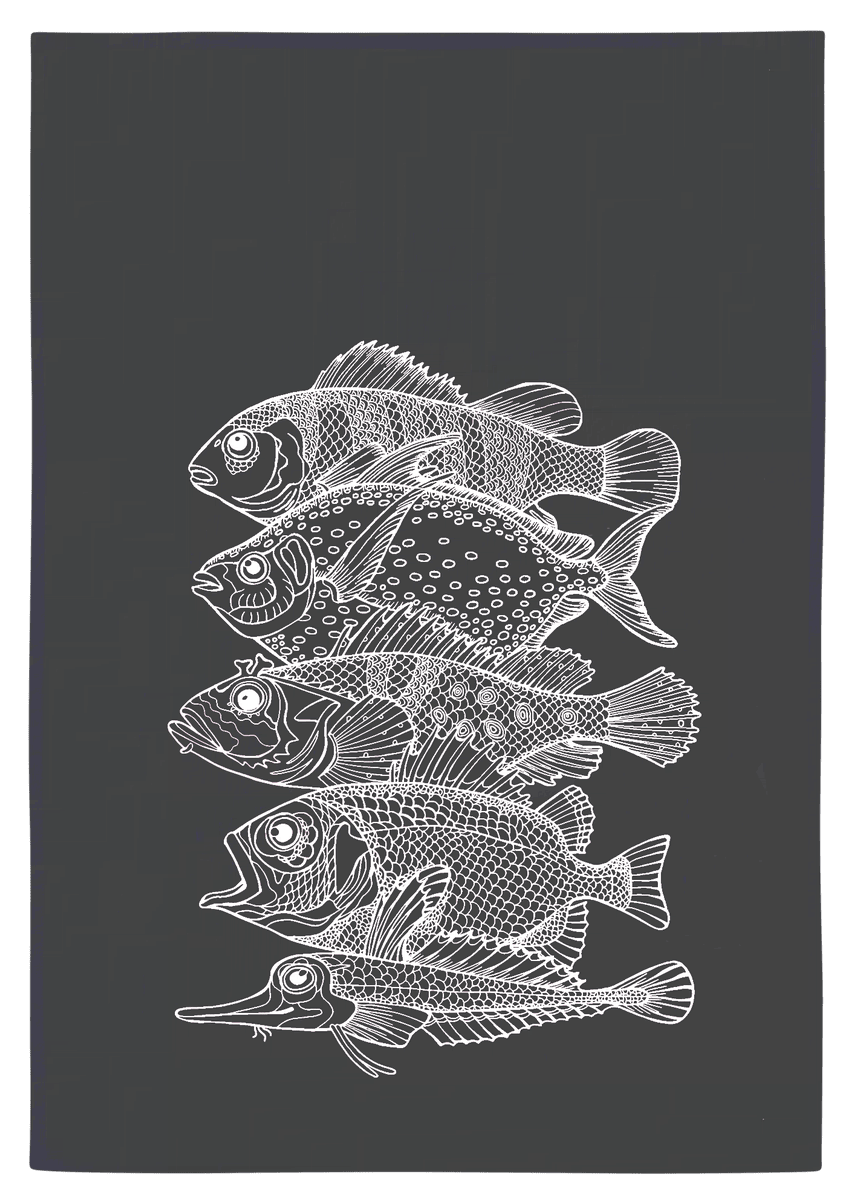 Oschätzchen Geschirrtuch Fische Anthrazit