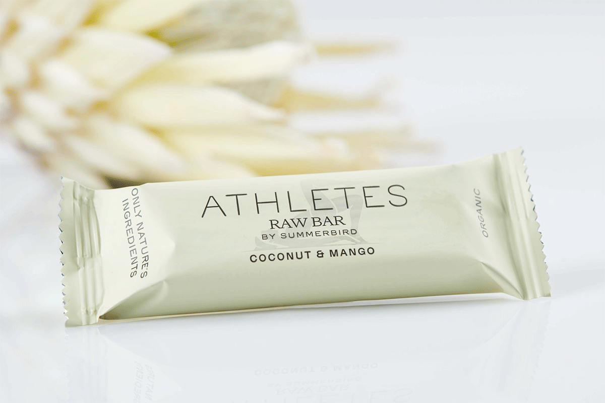 Athletes Raw Bar by Summerbird mit Kokosnuss und Mango Bio 40g Athletes Raw Bar by Summerbird mit Kokosnuss und Mango Bio 40g