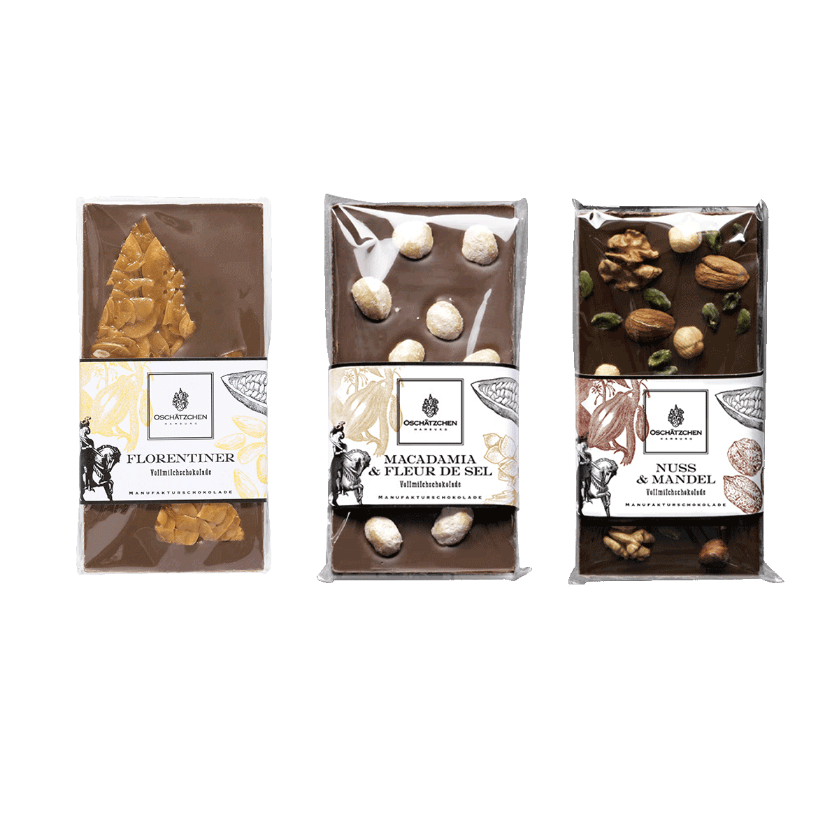 Oschätzchen Schokoladen 3er Set mit Nuss
