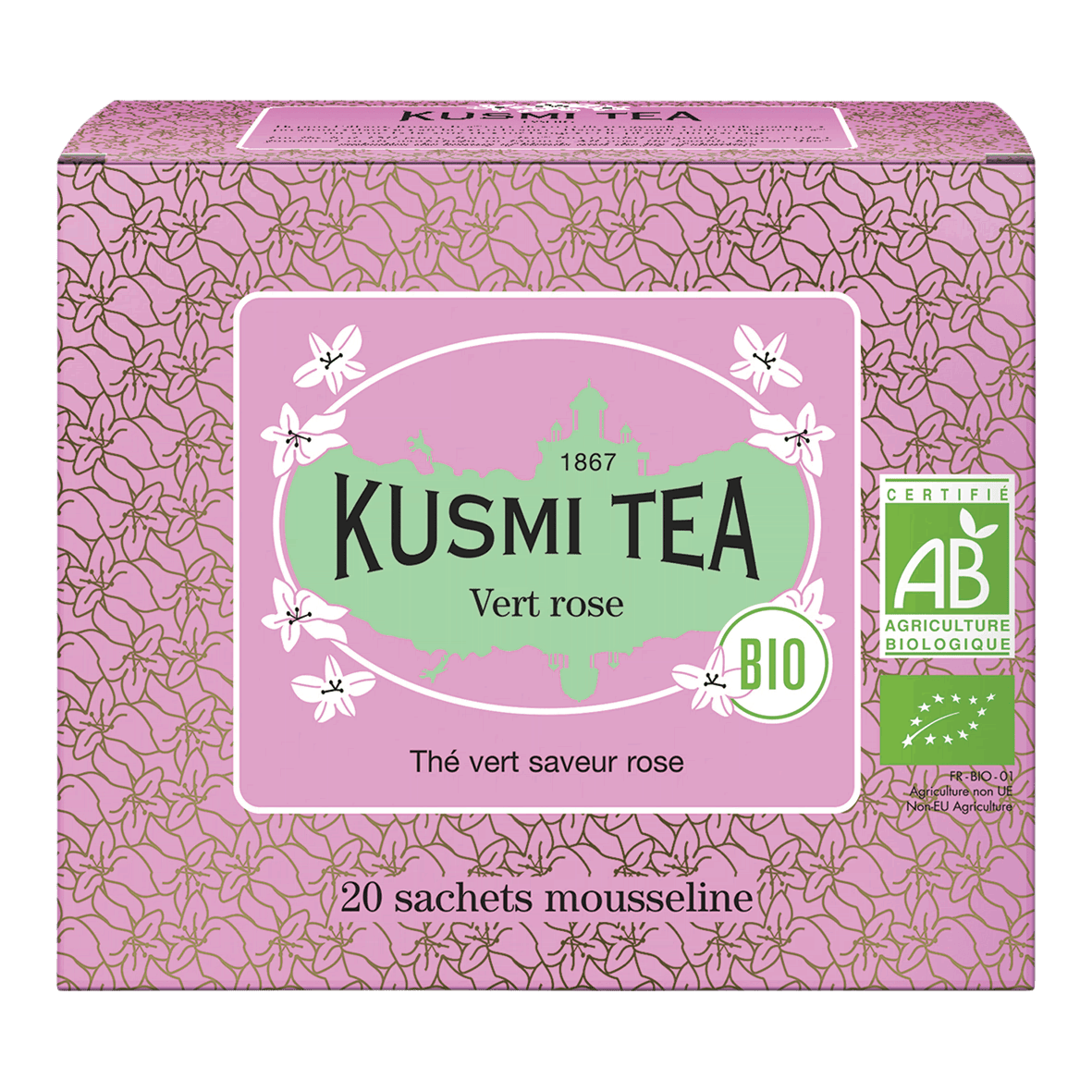 KUSMI Tea Grüner Tee mit Rosenblüten Bio Beutel 20 Stück