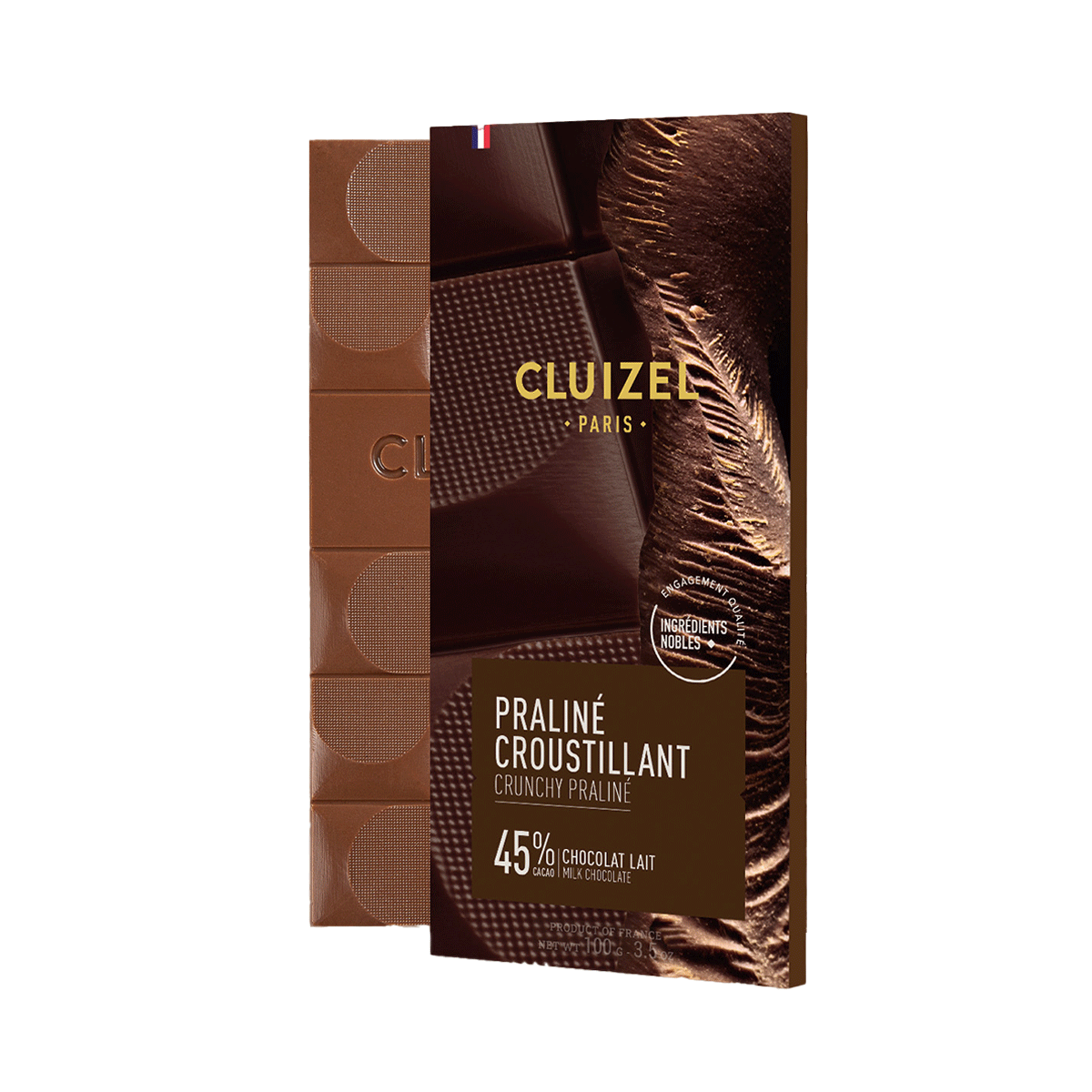 Michel Cluizel Vollmilchschokolade 45% mit Knuspernougat 100g