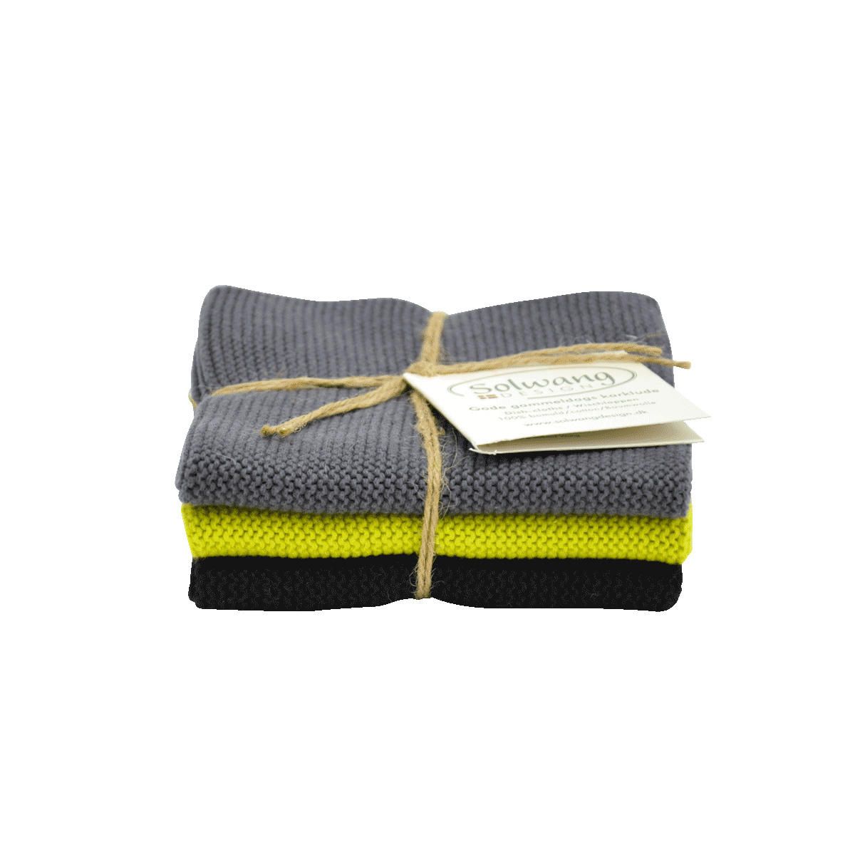 Solwang Wischtuch 3er Set Dunkelgrau Zitrone Schwarz