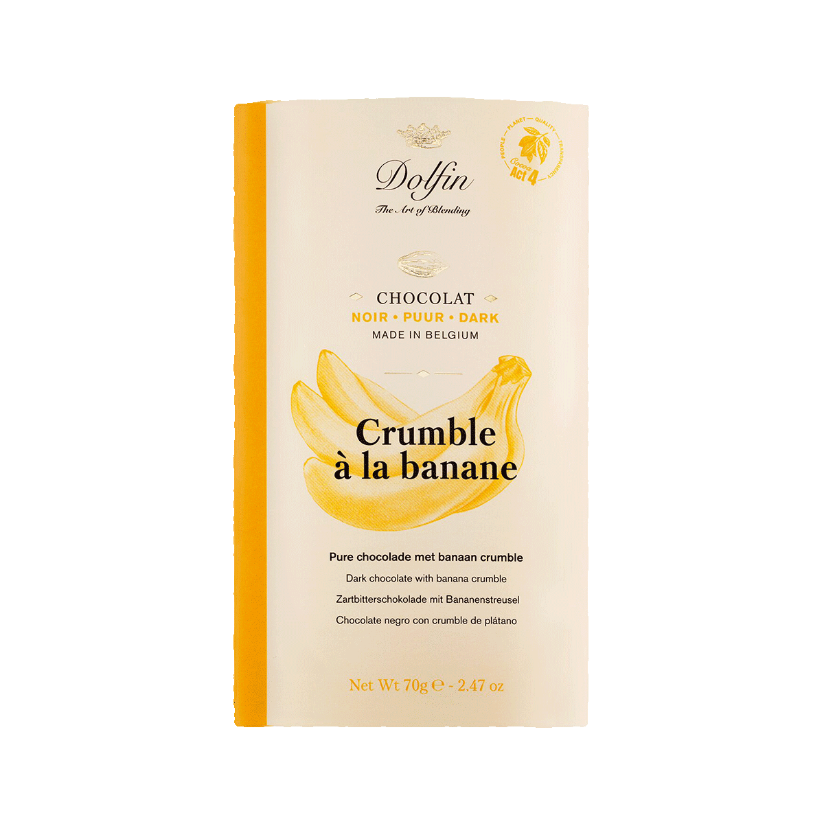 Dolfin Zartbitterschokolade mit Bananencrumble 70g