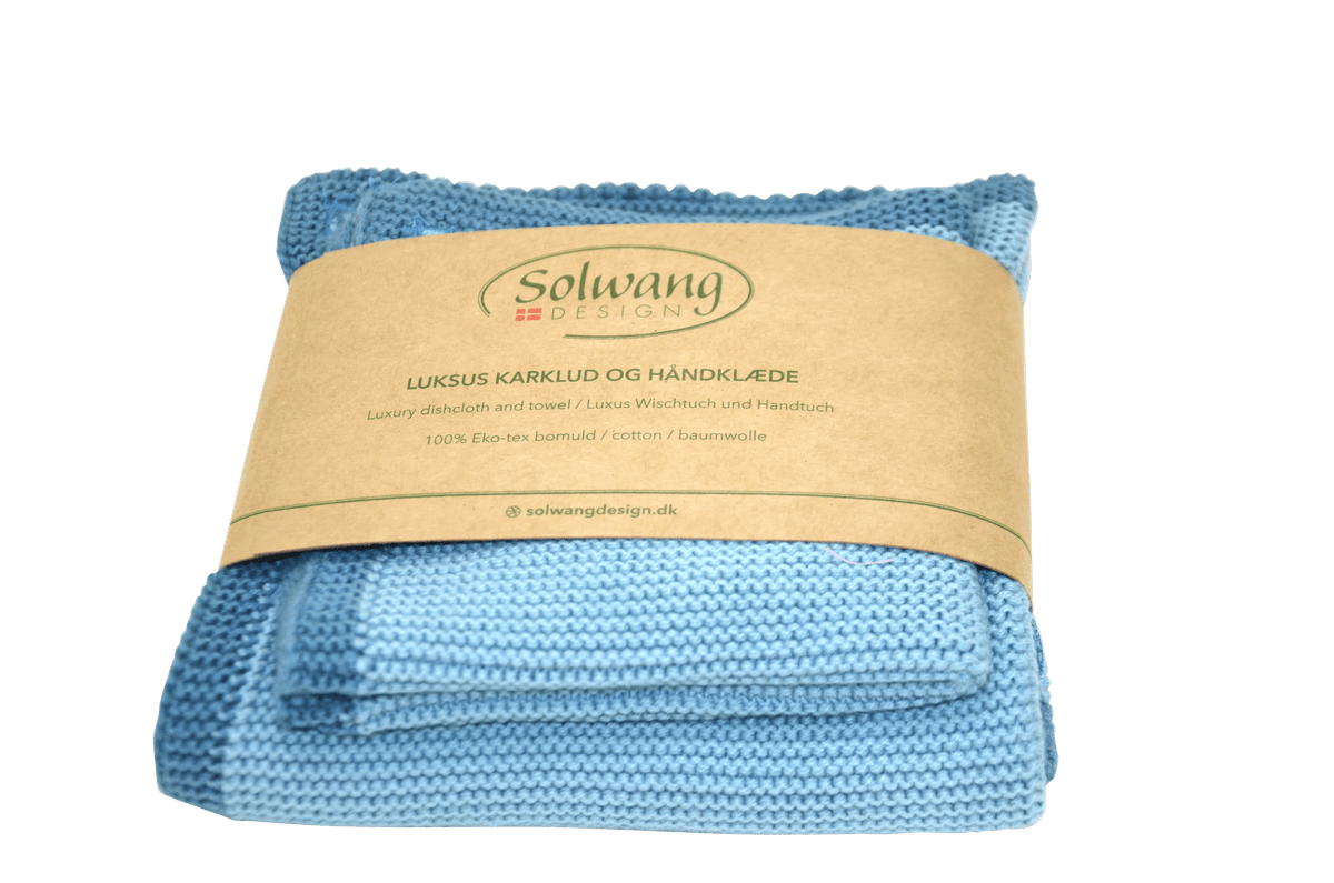 Solwang Wisch-und Handtuch Azurblau 2er Set 25x25 und 32x47cm
