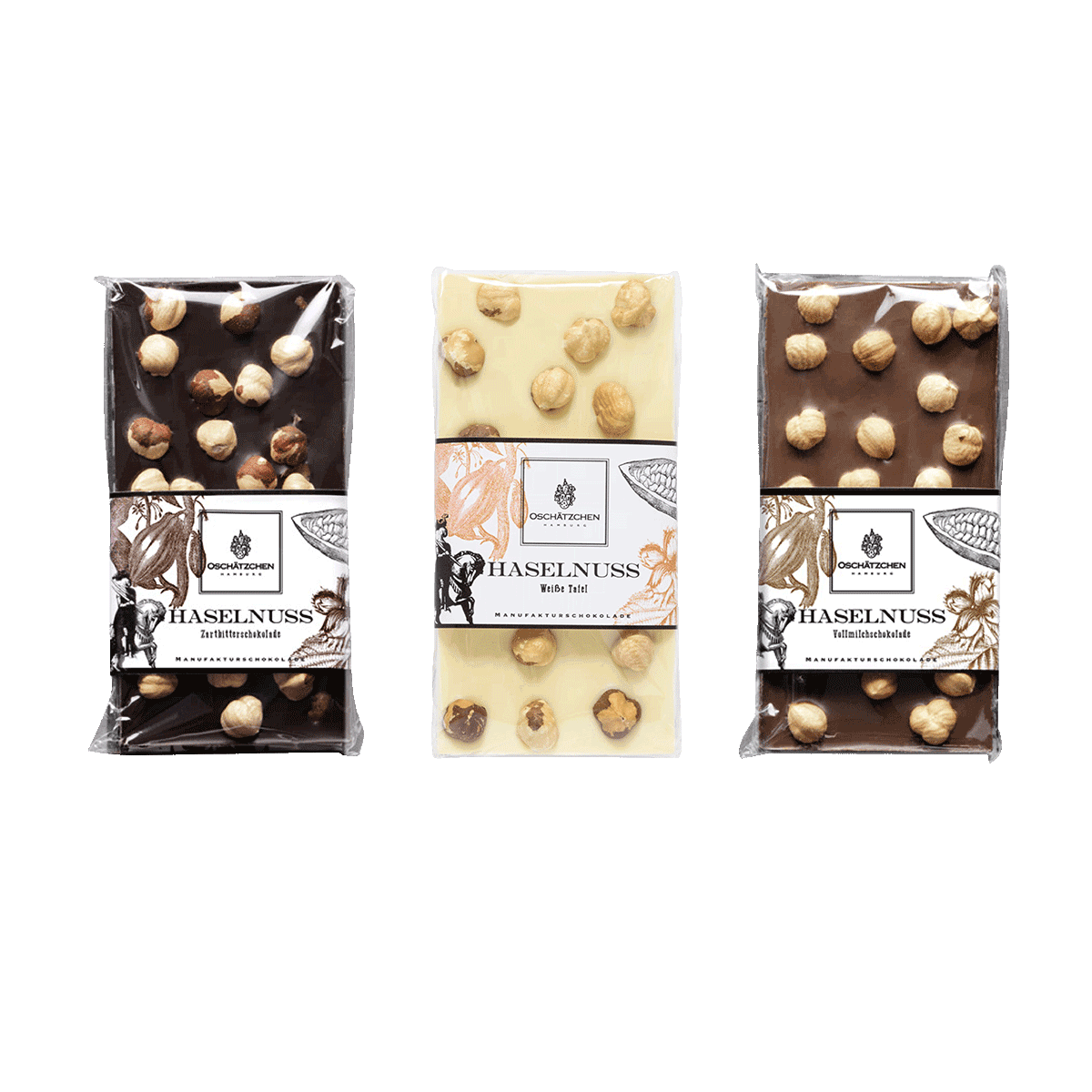 Oschätzchen Schokoladen 3er Set mit Haselnuss
