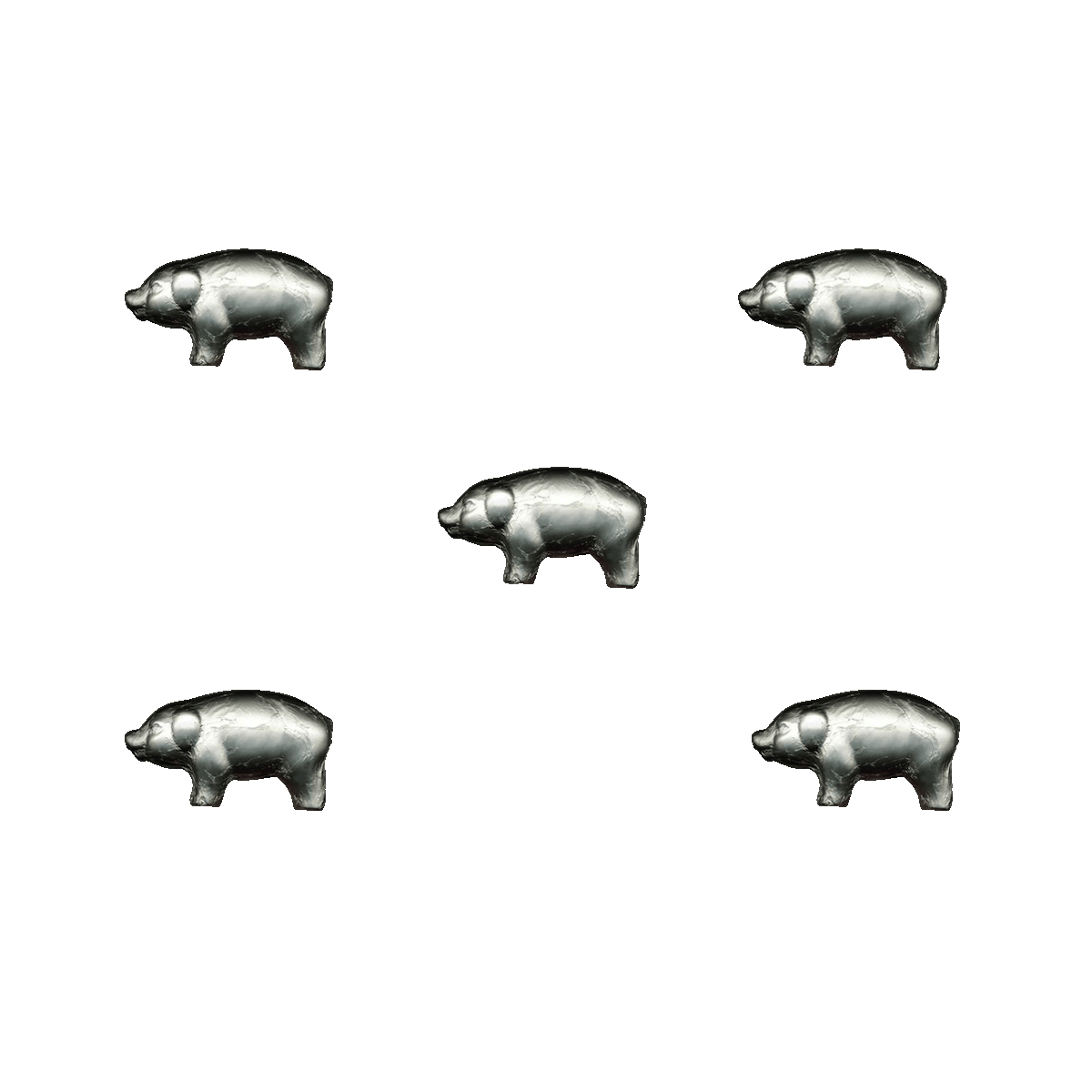 Oschätzchen Glücksschwein Relief Platin VM 5 Stück