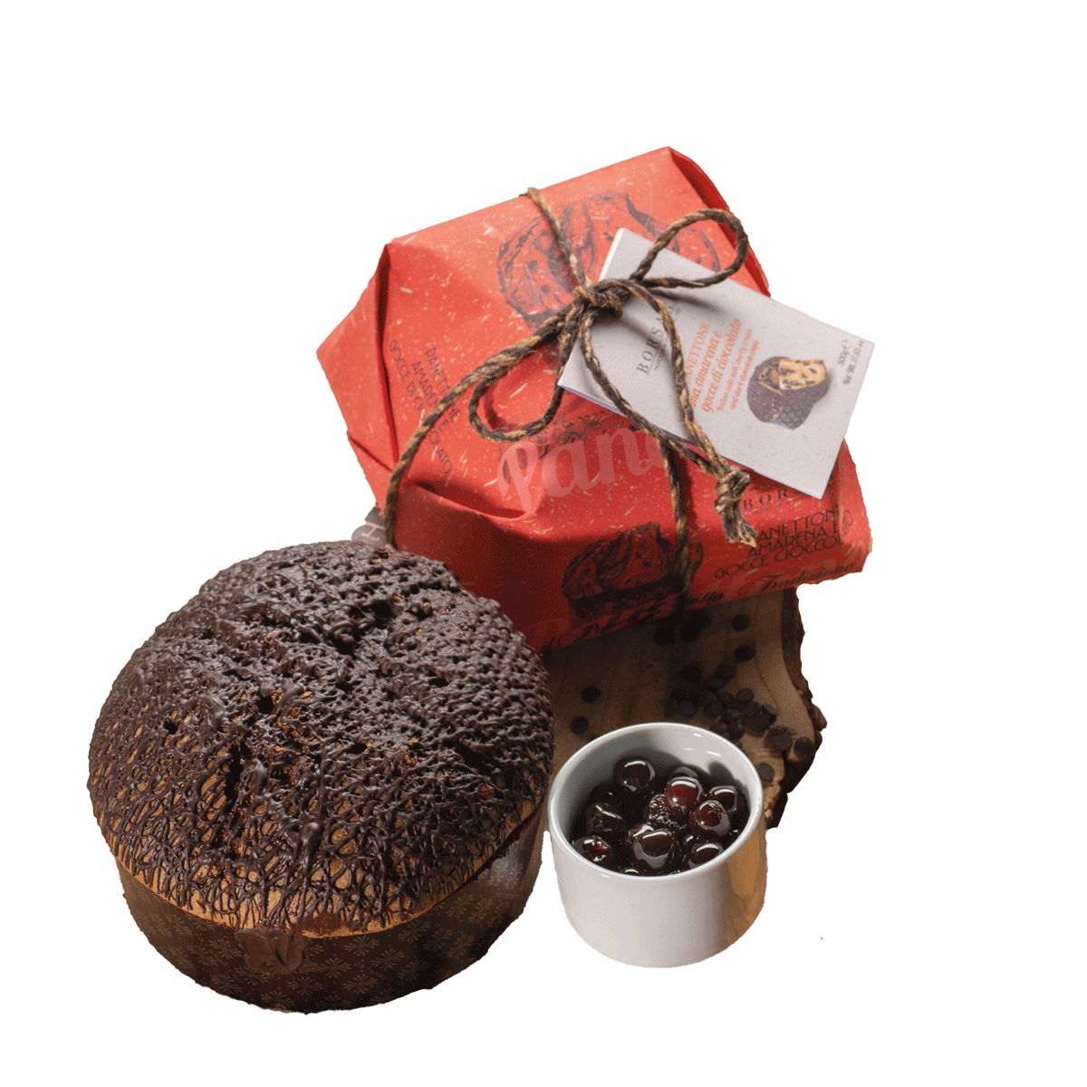 Borsari Panettone Rustico mit Amarena-Kirsche und Schokolade 500g