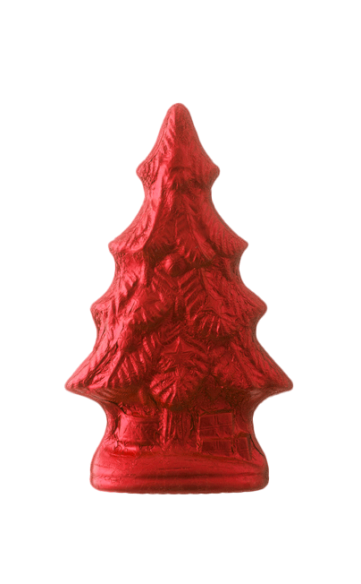 Weihnachtsbaum Vollmilchschokolade Rot 19cm 125g