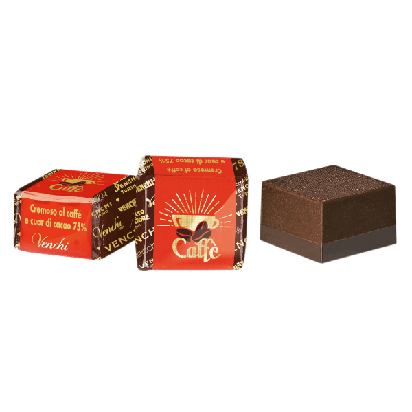 Venchi Cubotto Zartbitterschokolade Kaffee und Kakao-Nibs 1 Stück 10,5g 