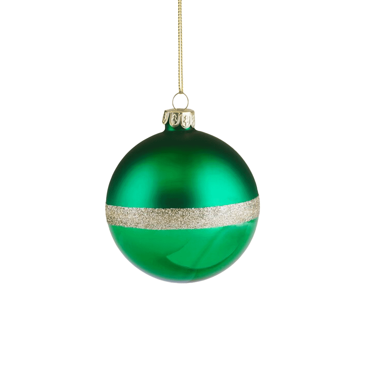 GIFTCOMPANY Baumschmuck Kugel Grün matt/glänzend Glitzerstreifen 8cm