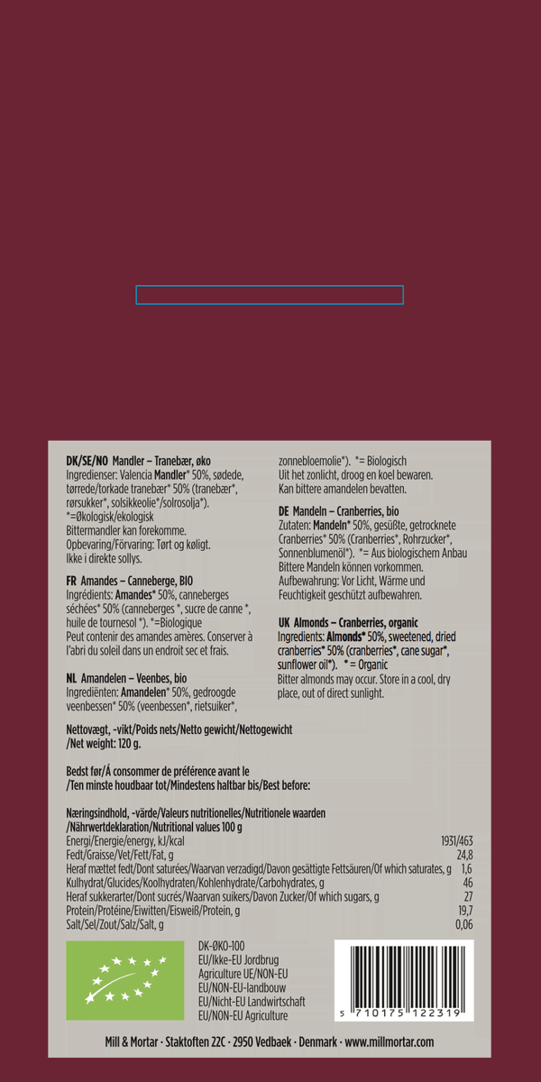 Mill & Mortar Mandeln und Cranberries Bio 120g