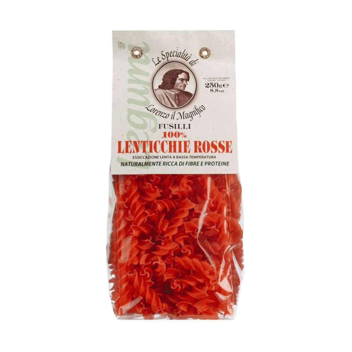 Lorenzo il Magnifico Fusilli lenticche rosse Pasta aus roten Linsen 250g 