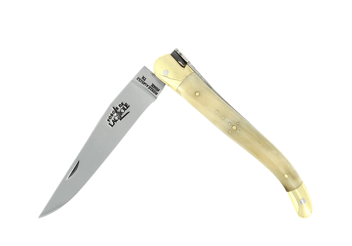 LAGUIOLE Taschenmesser Horn marmoriert Messing