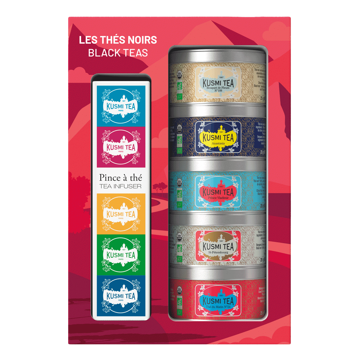 KUSMI Tea Set Bio Originals mit Teezange Minis 5x20g KUSMI Tea Set Bio Originals mit Teezange Minis 5x20g