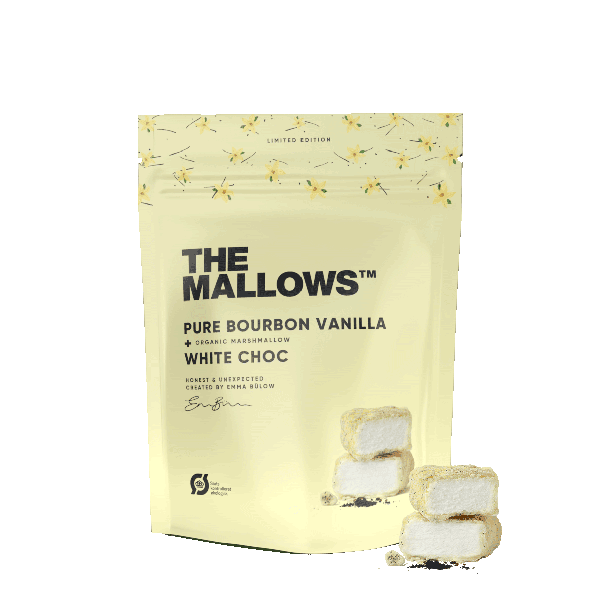 The Mallows Marshmallows mit Bourbonvanille & weißer Schokolade 90g The Mallows Marshmallows mit Bourbonvanille & weißer Schokolade 90g
