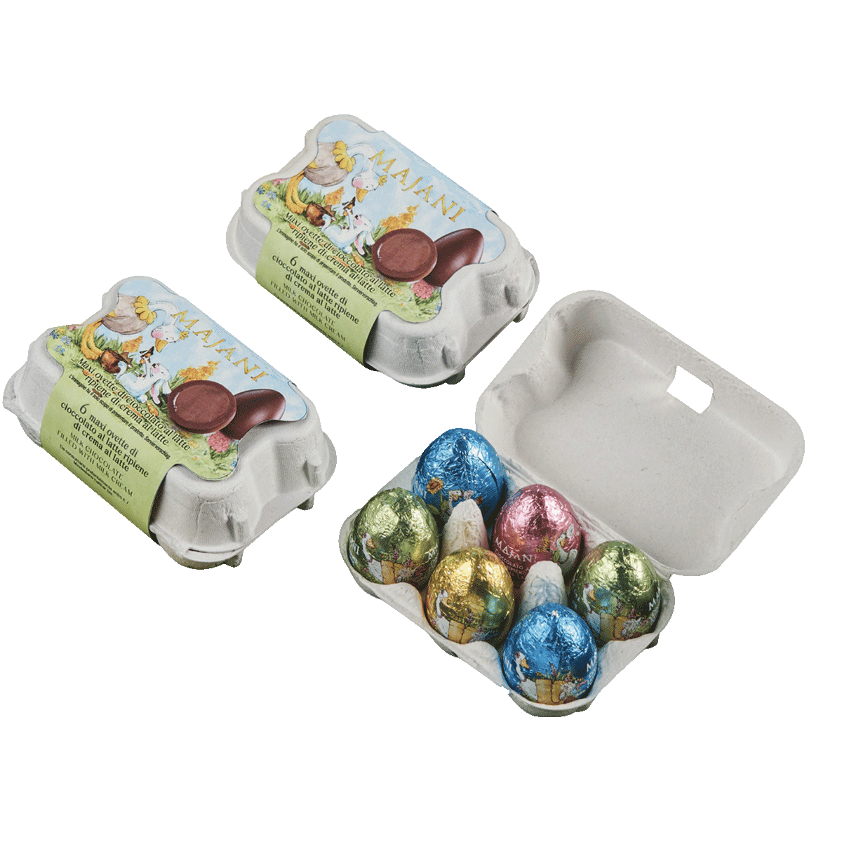 Majani Schokoladen-Eier im Eierkarton 6 Stück 93g
