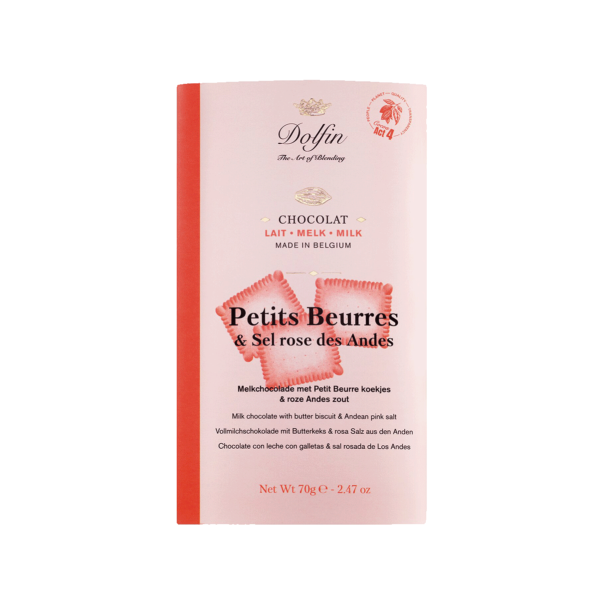 Dolfin Vollmilchschokolade mit Butterkeks & rosa Salz 70g