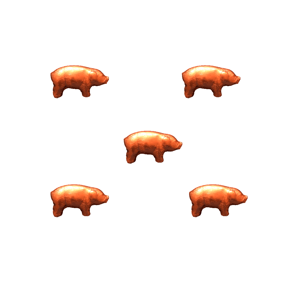 Oschätzchen Glückschwein Relief Vegan Kupfer 5 Stück 