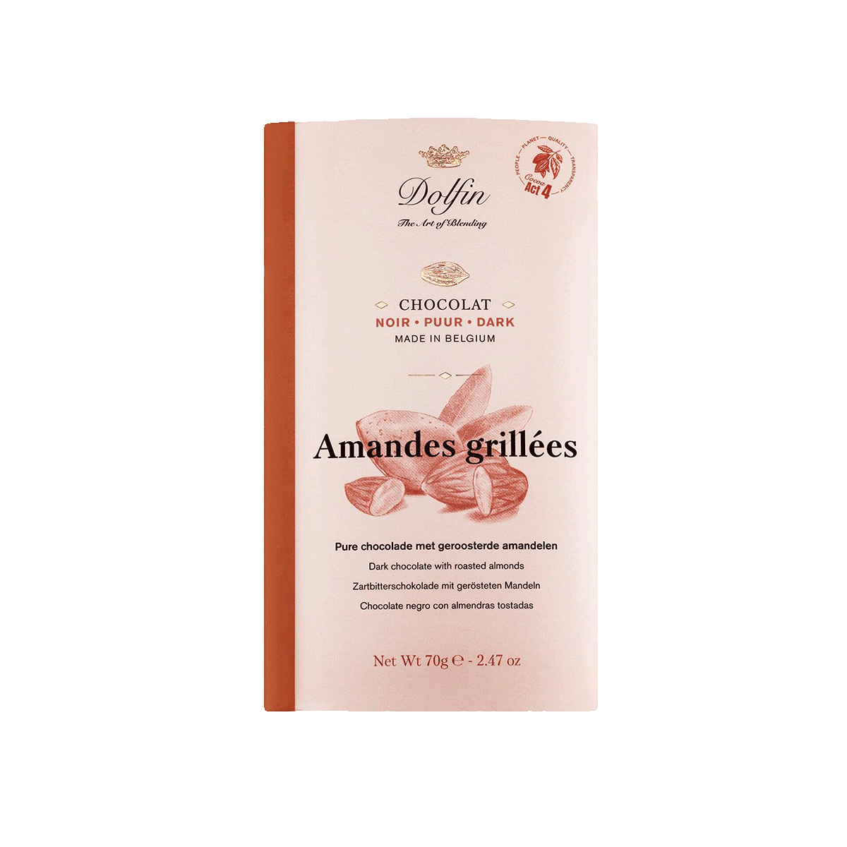 Dolfin Zartbitterschokolade mit gerösteten Mandeln 70g