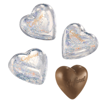 Caffarel Herzen Silber Zartbitterschokolade mit Message 20 Stück