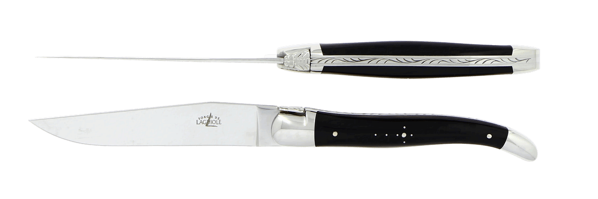 Laguiole Tafelmesser Horn schwarz Inox 2er Set