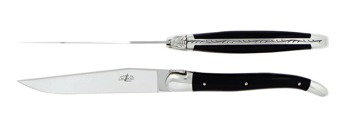 LAGUIOLE Tafelmesser Acryl schwarz Inox 2er Set FRD