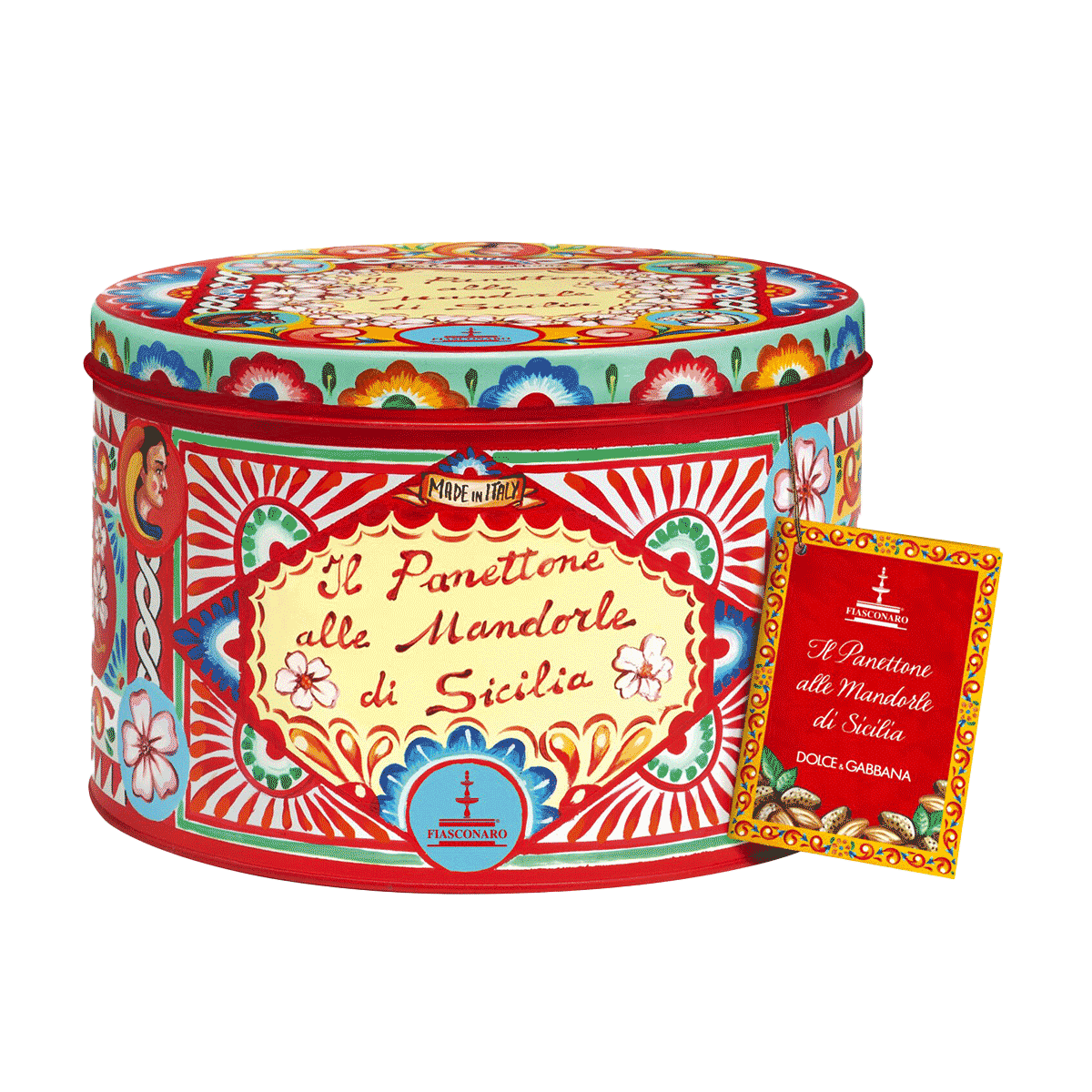 Fiasconaro Panettone mit sizilianischen Mandeln in Schmuckdose Rot 1kg