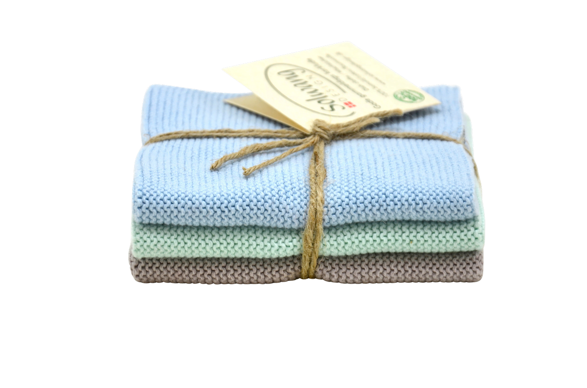Solwang Wischtuch 3er Set Pastell Hellblau, Hellgrün, Beige Kombi