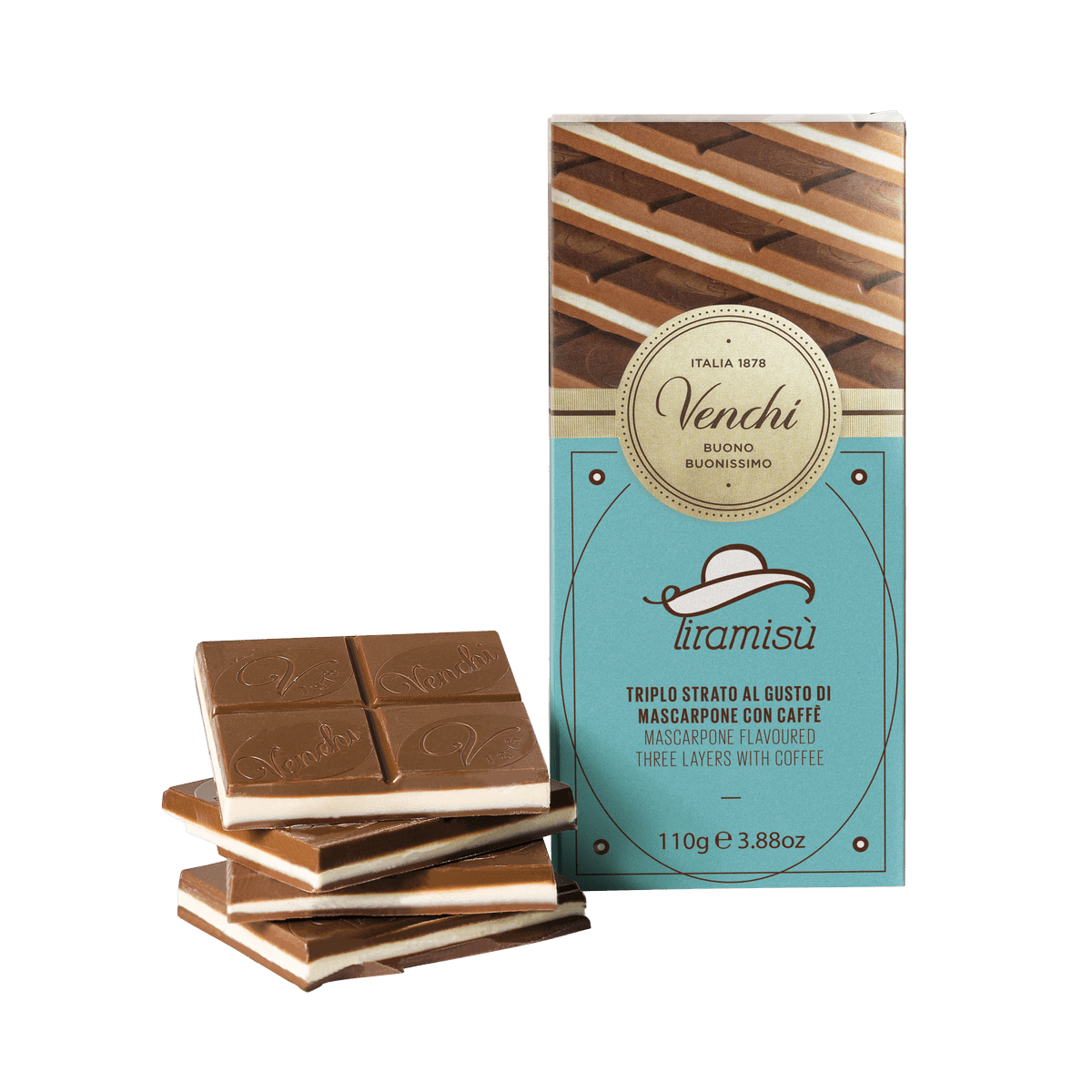 Venchi Tiramisu Tafel Vollmilchschokolade mit Kaffee 110g