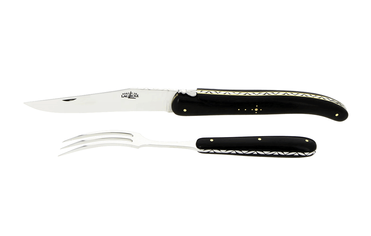 Laguiole Tranchierbesteck Horn schwarz klappbar