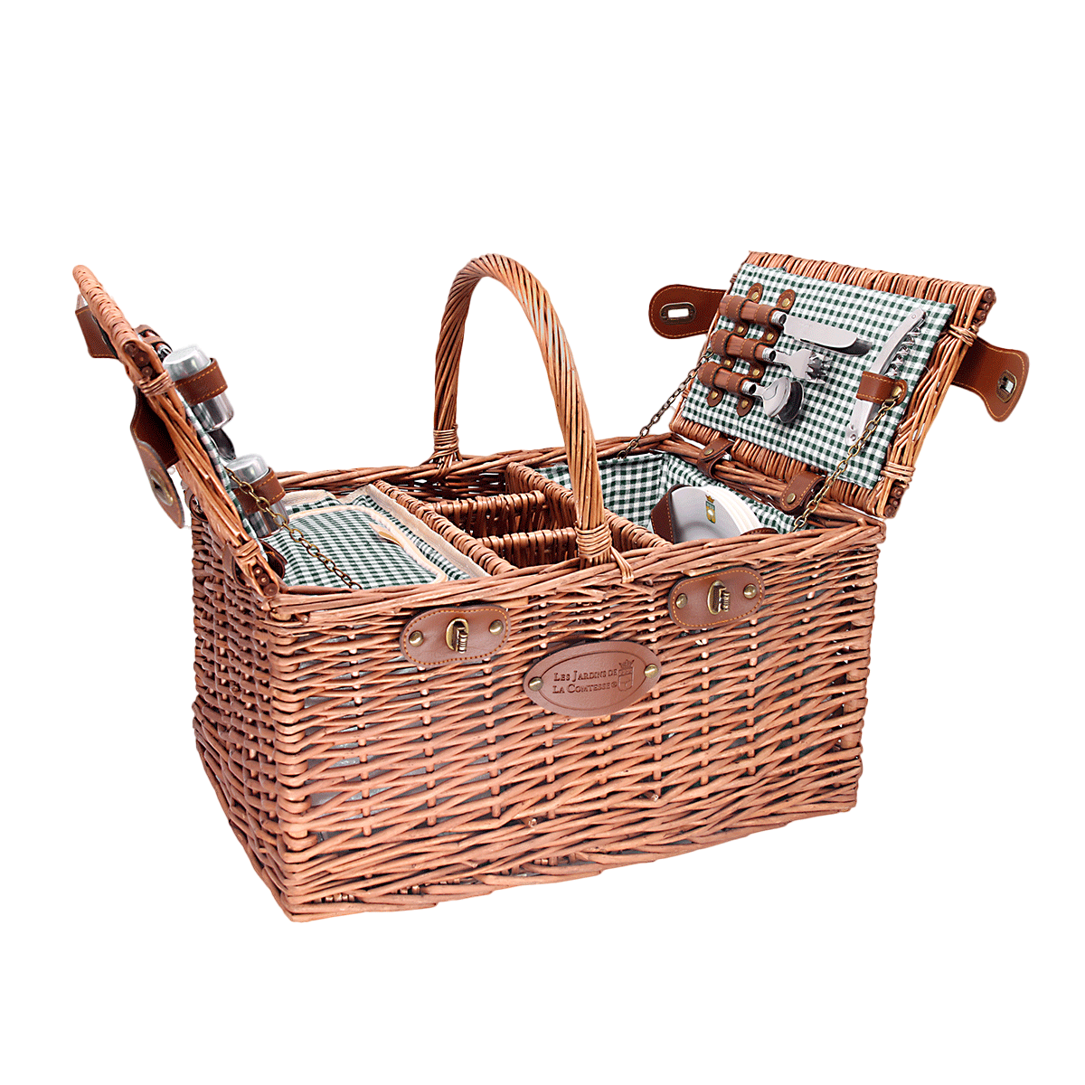 Oschätzchen Picknickkorb Saint German Vichy Grün 4 Personen.