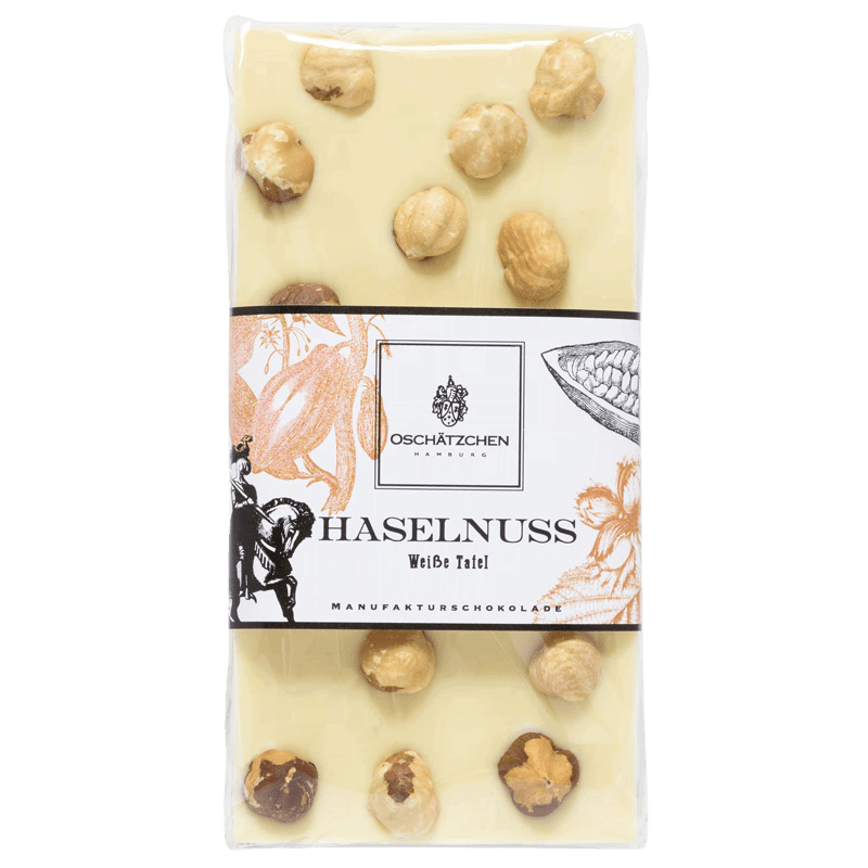 Oschätzchen Weiße Schokolade mit Haselnuss 100g Oschätzchen Weiße Schokolade mit Haselnuss 100g