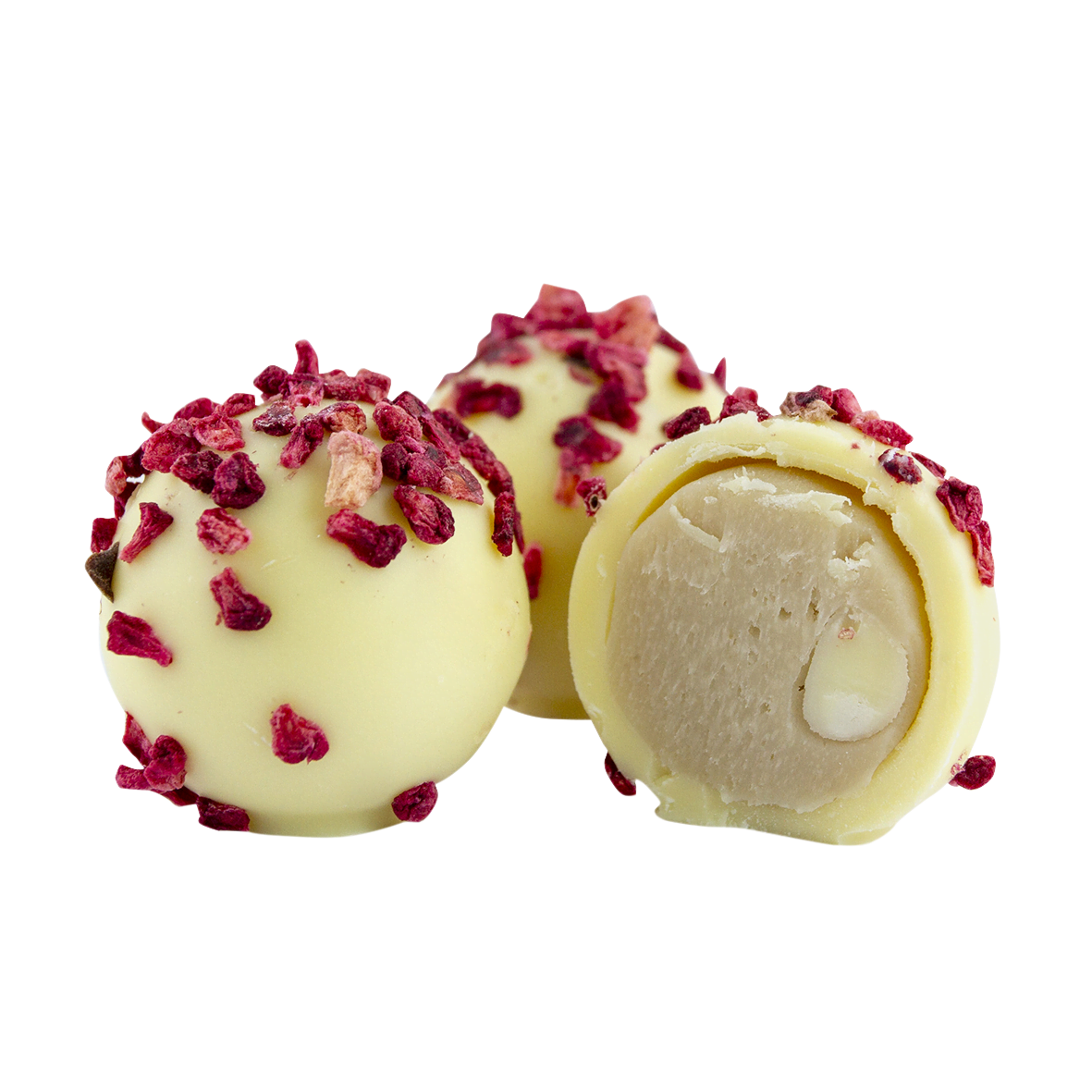 Love Cocoa Weisse Trüffelpralinen mit Champagner & Himbeeren 150g Love Cocoa Weisse Trüffelpralinen mit Champagner & Himbeeren 150g