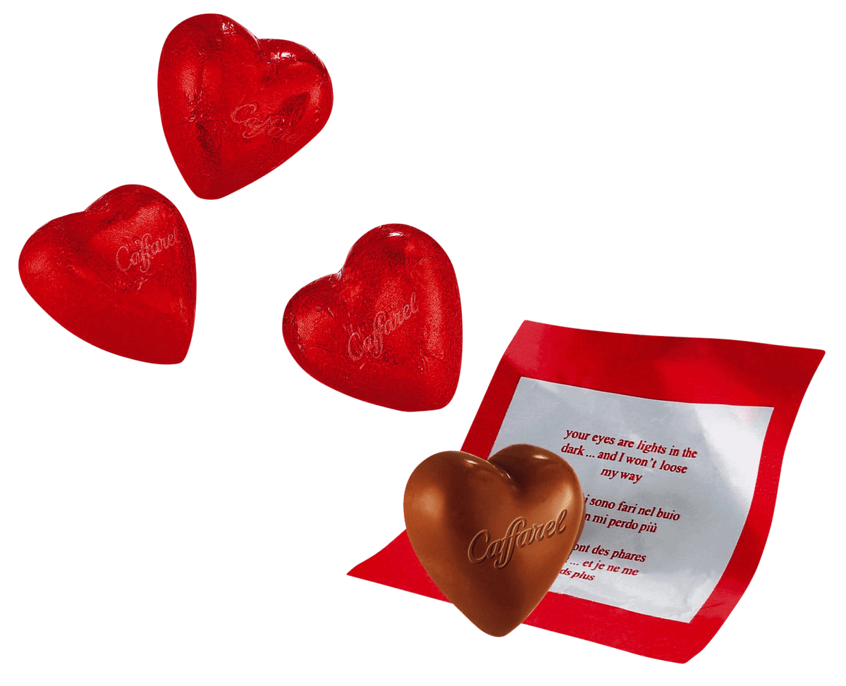 Caffarel Herzen Rot Vollmilchschokolade mit Message 20 Stück