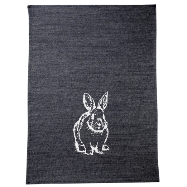 Oschätzchen Geschirrtuch Denim mit Hase silber