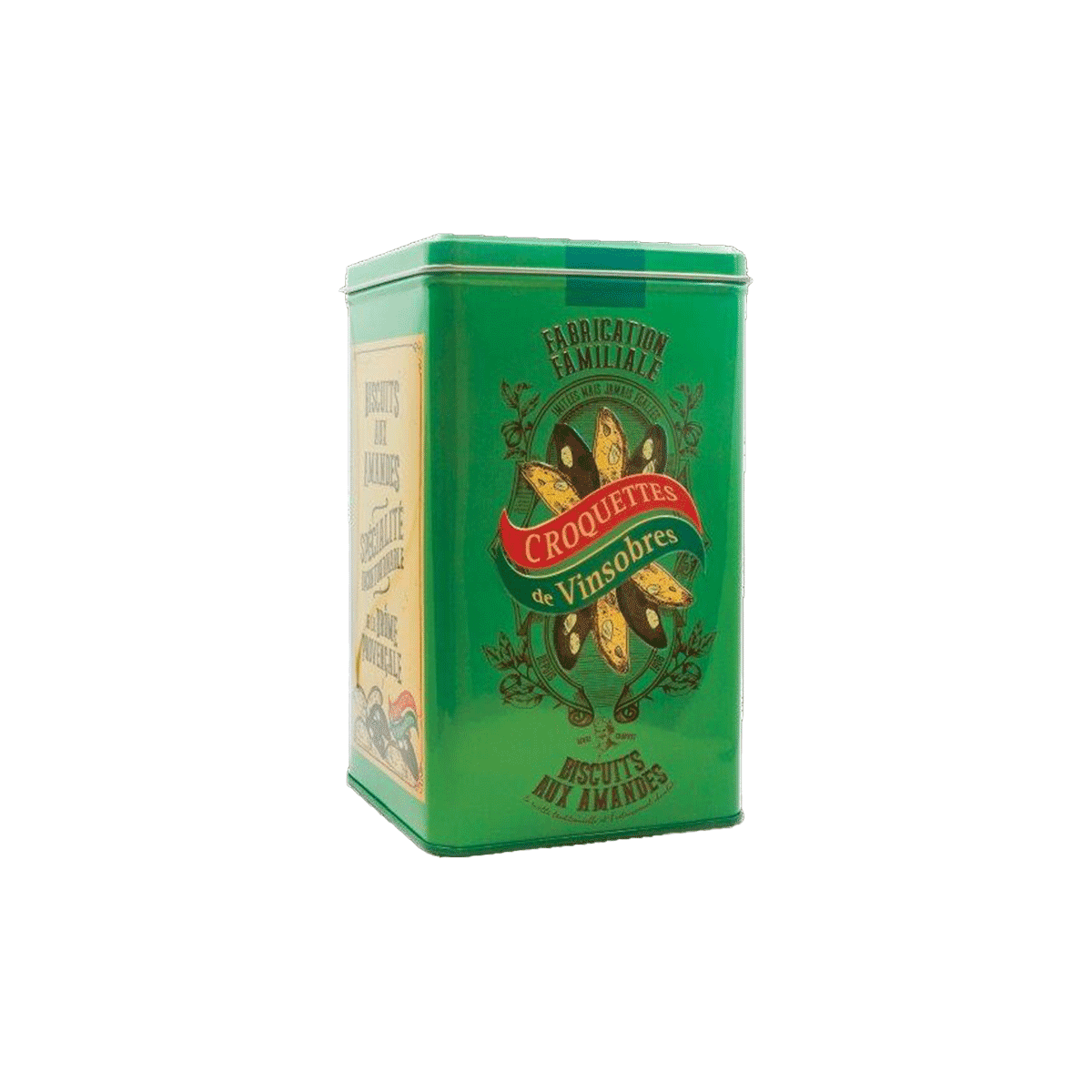 Le Petite Duc Croquettes Metalldose Grün mit Mandeln und Schokolade 360g    Le Petite Duc Croquettes Metalldose Grün mit Mandeln und Schokolade 360g