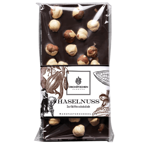 Oschätzchen Zartbitterschokolade mit Haselnuss 100g Oschätzchen Zartbitterschokolade mit Haselnuss 100g
