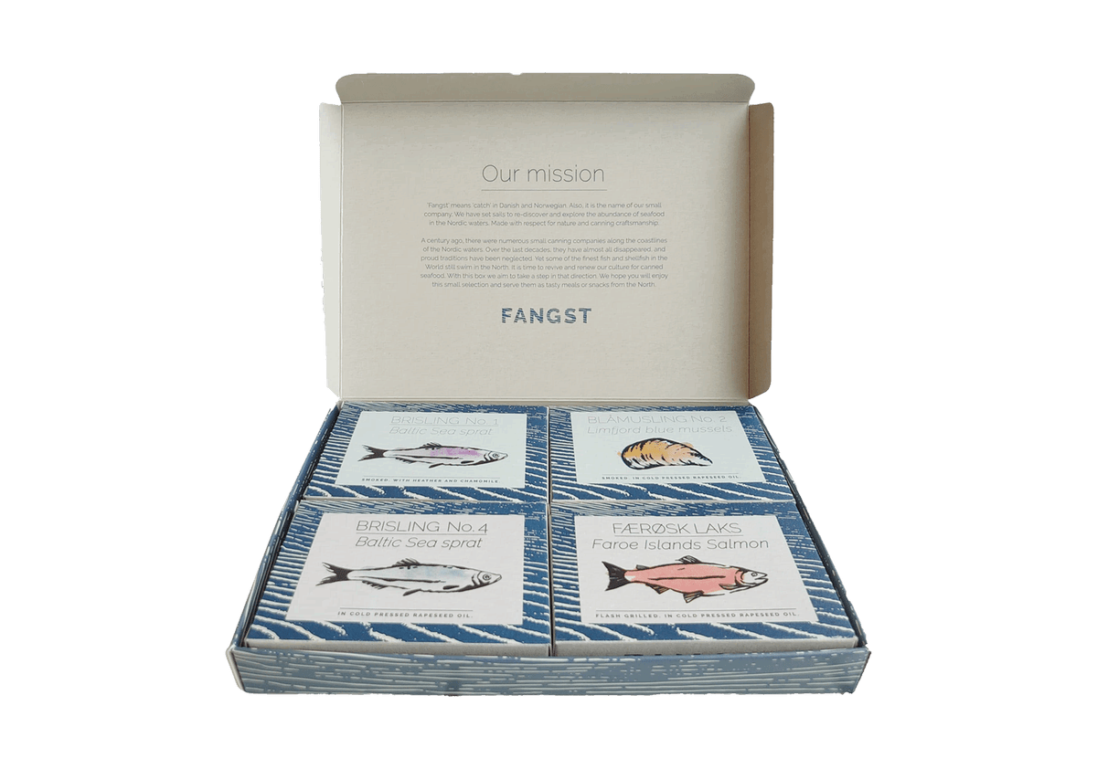 Fangst Geschenk Box mit Sprotten, Muscheln und Lachs 410g