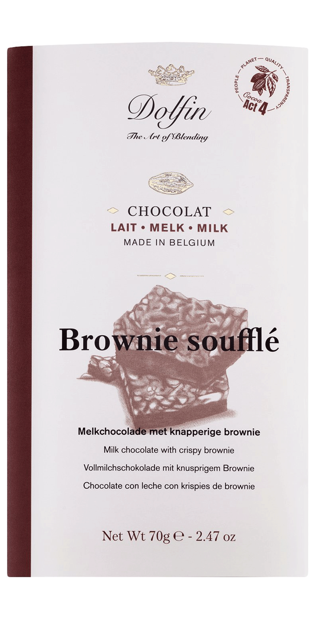 Dolfin Vollmilchschokolade mit Crispy Brownie 70g