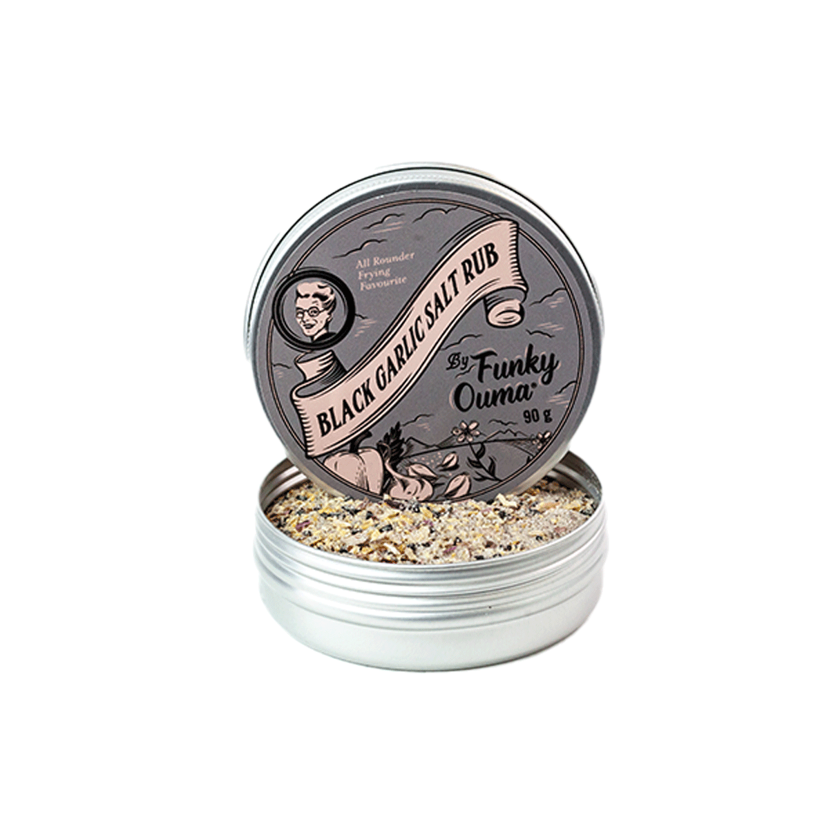 Funky Ouma Black Garlic Salt Rub Dose 90g