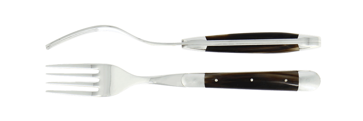 LAGUIOLE Essgabeln Horn schwarz Inox 2er Set