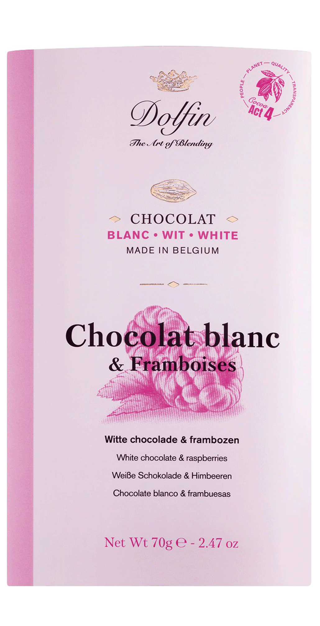 Dolfin Weisse Schokolade mit Himbeeren 70g