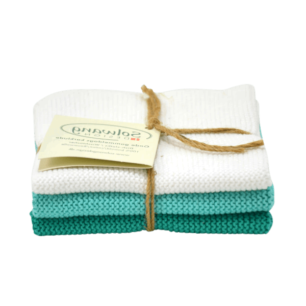 Solwang Wischtuch 3er Set Weiss Aqua Türkisgrün