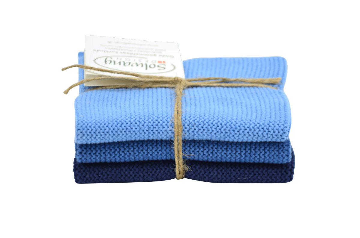 Solwang Wischtuch 3er Set Blau staubig Kombi