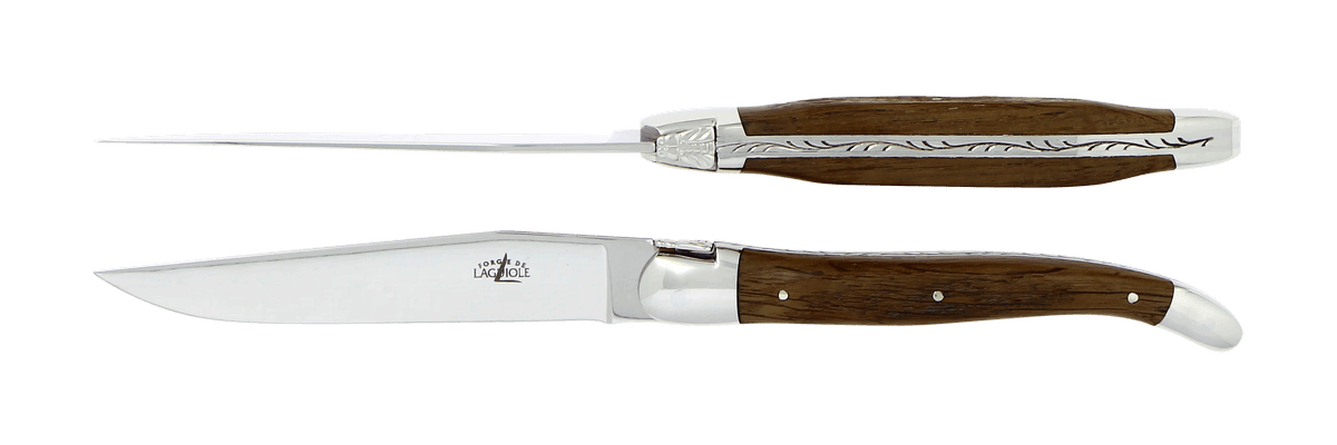 Laguiole Tafelmesser Mooreiche (Rinde) Inox 2er Set